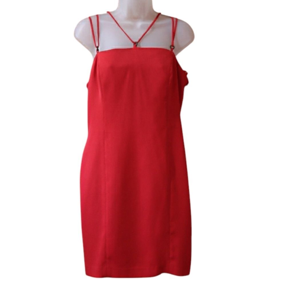 Andrea Polizzi Rex Lester Red Sheath Mini Dress Halter Strappy 90s 10